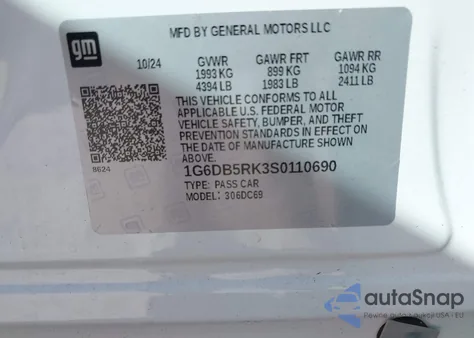 2025 Cadillac Ct4 Premium Luxury from USA, damaged, VIN 1G6DB5RK3S0110690